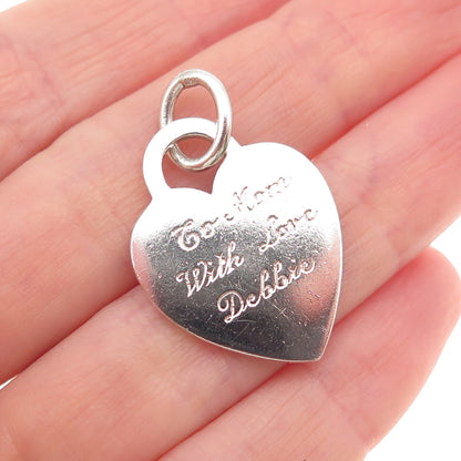 Tiffany & Co. 925 Sterling Silver Vintage Engraved Heart Tag Charm Pendant