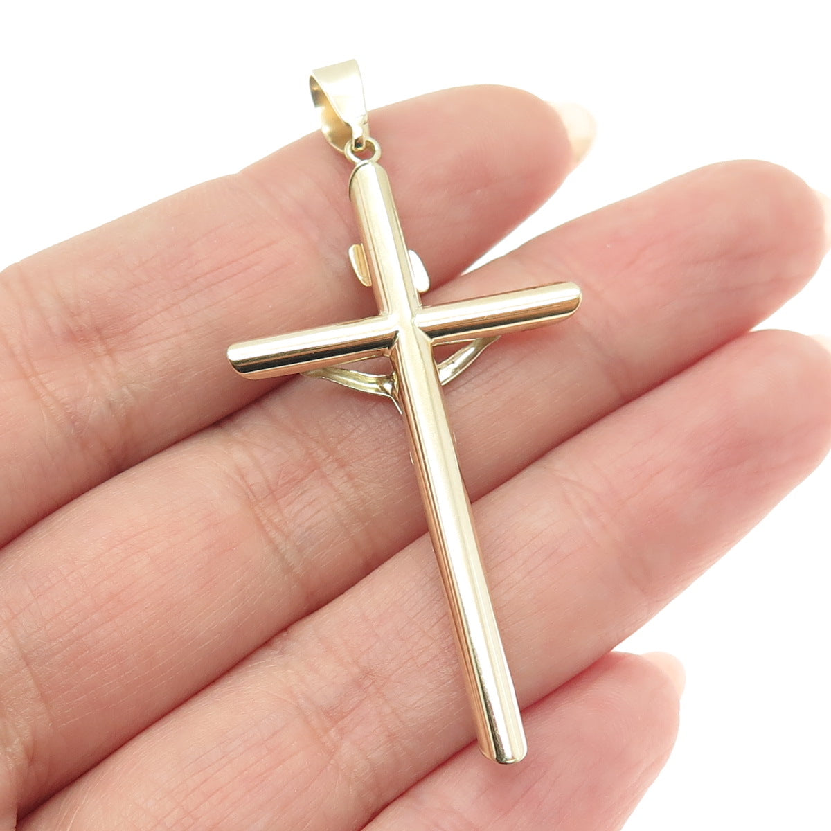 14K Yellow & White Gold Crucifix Cross Religious Charm Pendant