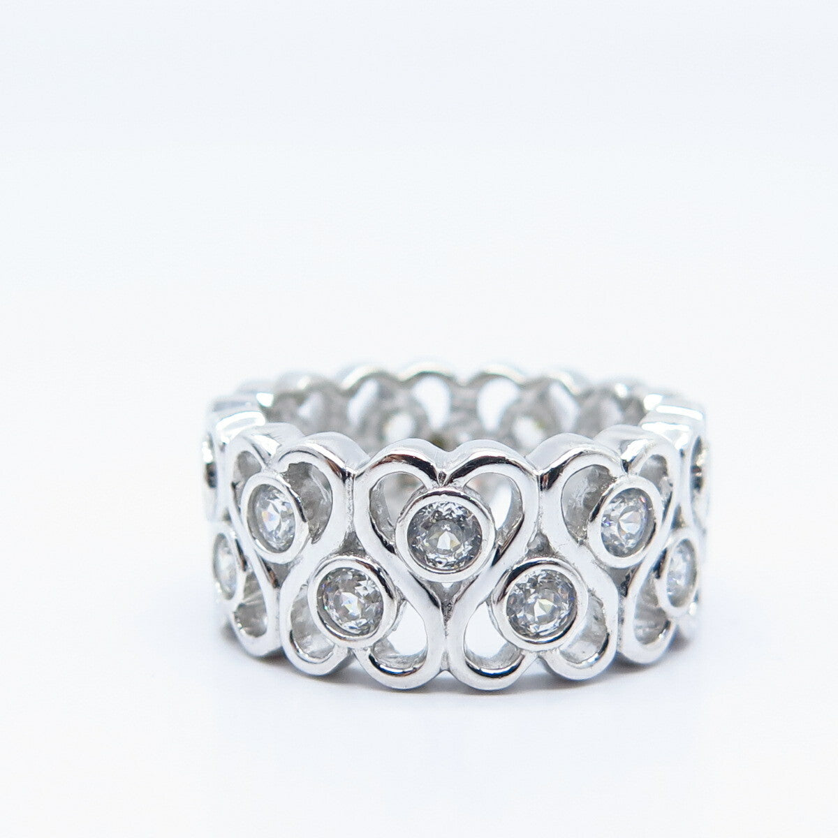 925 Sterling Silver C Z Swirl Band Ring Size 6.75