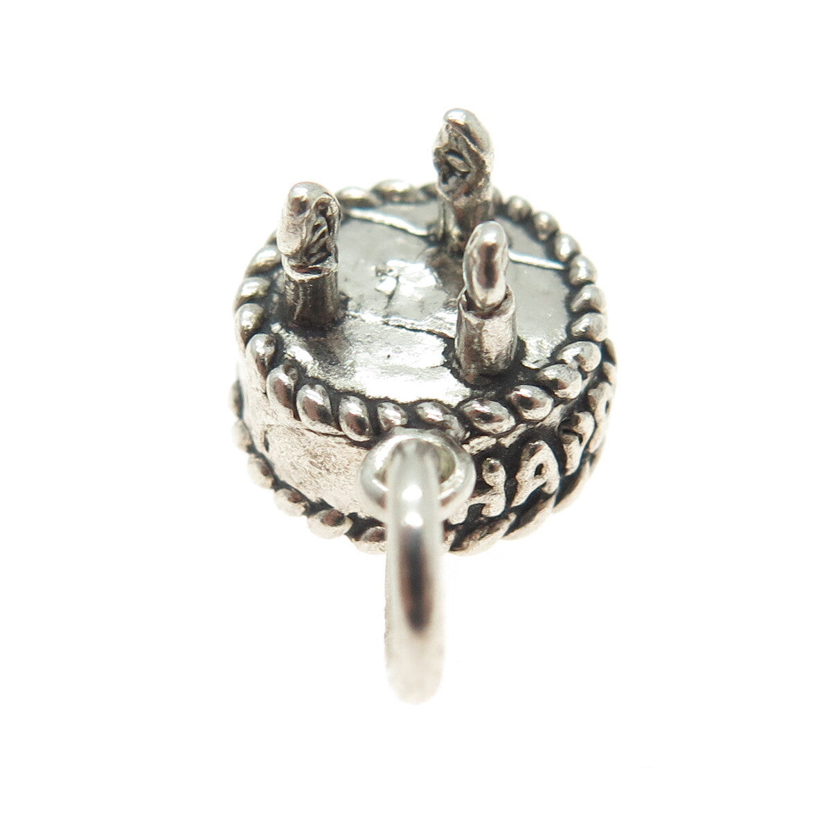 SUN WEST 925 Sterling Silver Vintage "Happy Birthday" Cake Charm Pendant