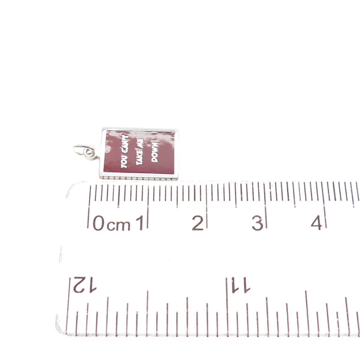 925 Sterling Silver Red Enamel You Can't Take Me Down Minimalist Charm Pendant