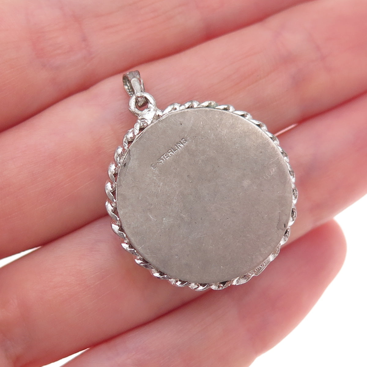 Elco 925 Sterling Silver Antique Art Deco Starburst Locket Charm Pendant