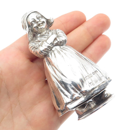 BERTHOLD HERMANN MULLER 925 Sterling Antique 1914 Dutch Lady Salt Pepper Shaker