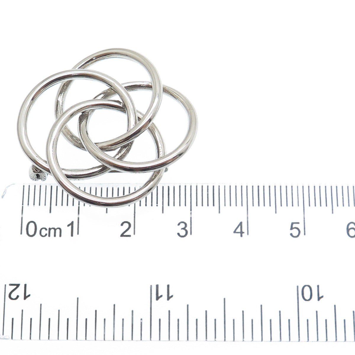925 Sterling Silver Vintage Celtic Interlocked Circles Pin Brooch