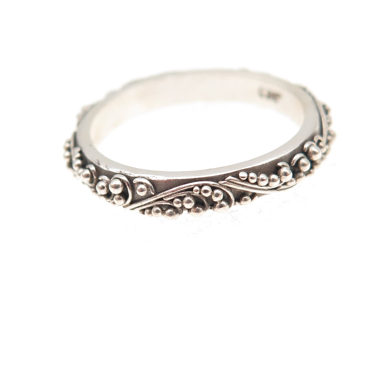 Lois Hill 925 Sterling Silver Vintage Granulated Scroll Band Ring Size 7.25