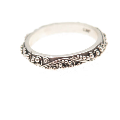 Lois Hill 925 Sterling Silver Vintage Granulated Scroll Band Ring Size 7.25