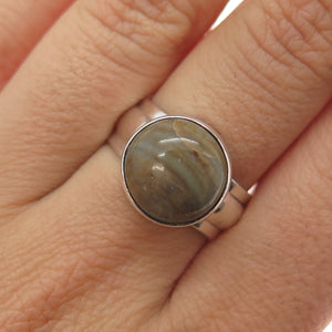 925 Sterling Silver Vintage Real Jasper Modernist Ring Size 8