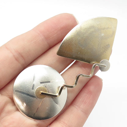 925 Sterling Silver 2-Tone Vintage Modernist Pin