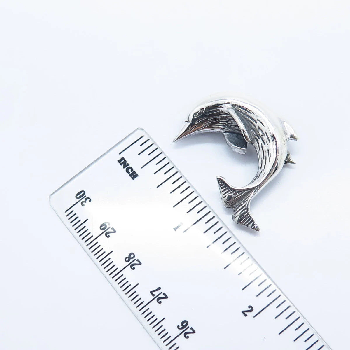 925 Sterling Silver Vintage Mexico Friendly Dolphin Pin Brooch