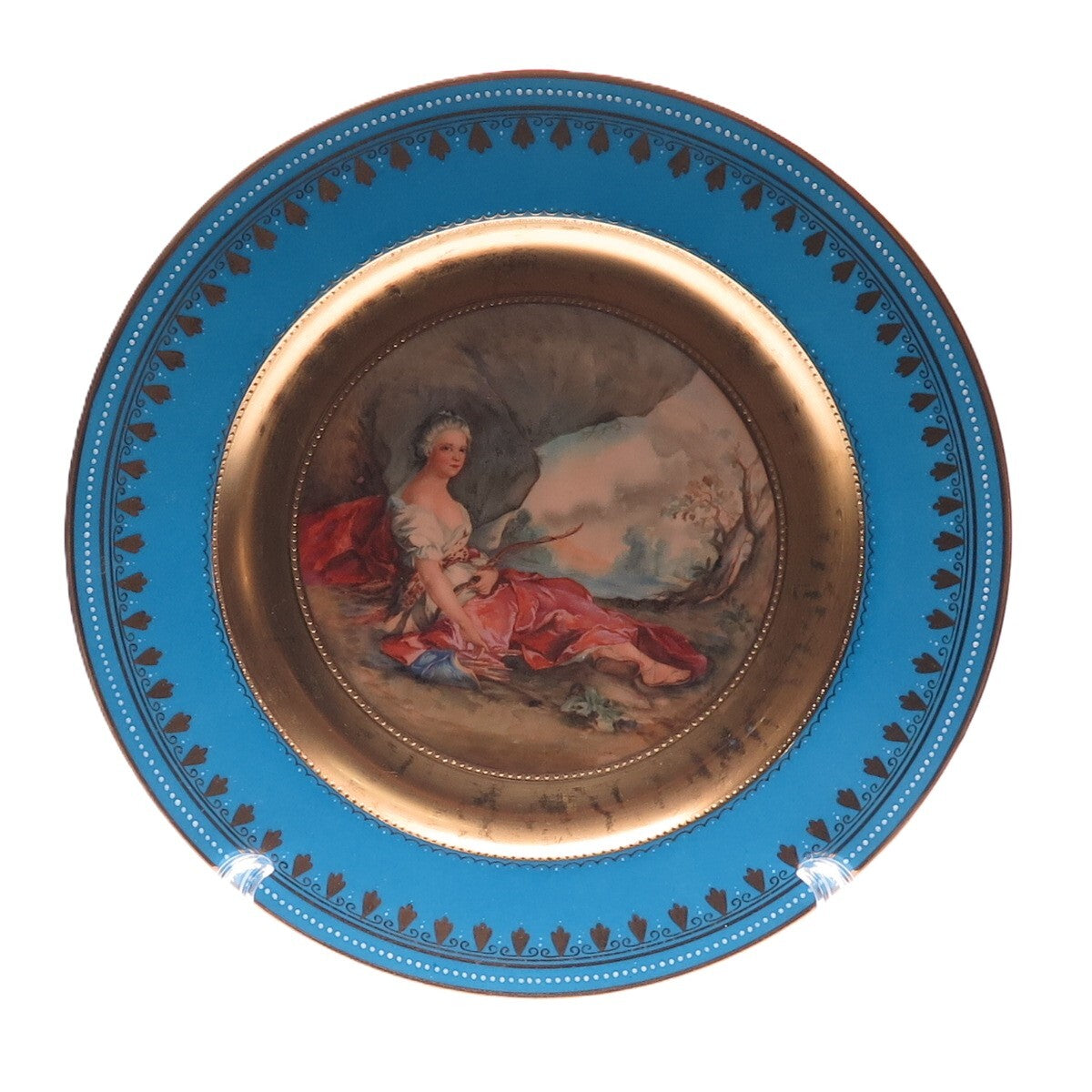 M. SCHWIND & ROYAL VIENNA Antique "Diana" Hand Painted Porcelain Cabinet Plate