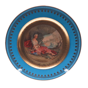 M. SCHWIND & ROYAL VIENNA Antique "Diana" Hand Painted Porcelain Cabinet Plate