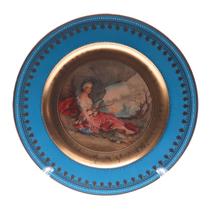 M. SCHWIND & ROYAL VIENNA Antique "Diana" Hand Painted Porcelain Cabinet Plate