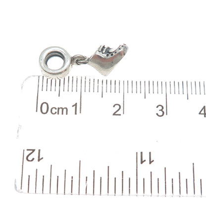 PANDORA Gold 925 Sterling Silver Lavender C Z Baby Shoe Dangle Charm