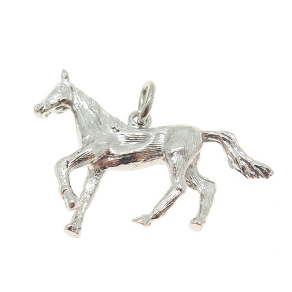 925 Sterling Silver Vintage Horse Textured 3D Pendant