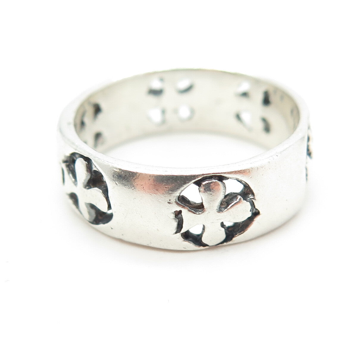 925 Sterling Silver Vintage Cross Band Ring Size 10.25