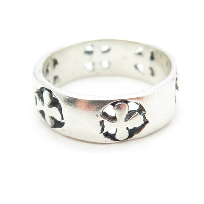 925 Sterling Silver Vintage Cross Band Ring Size 10.25
