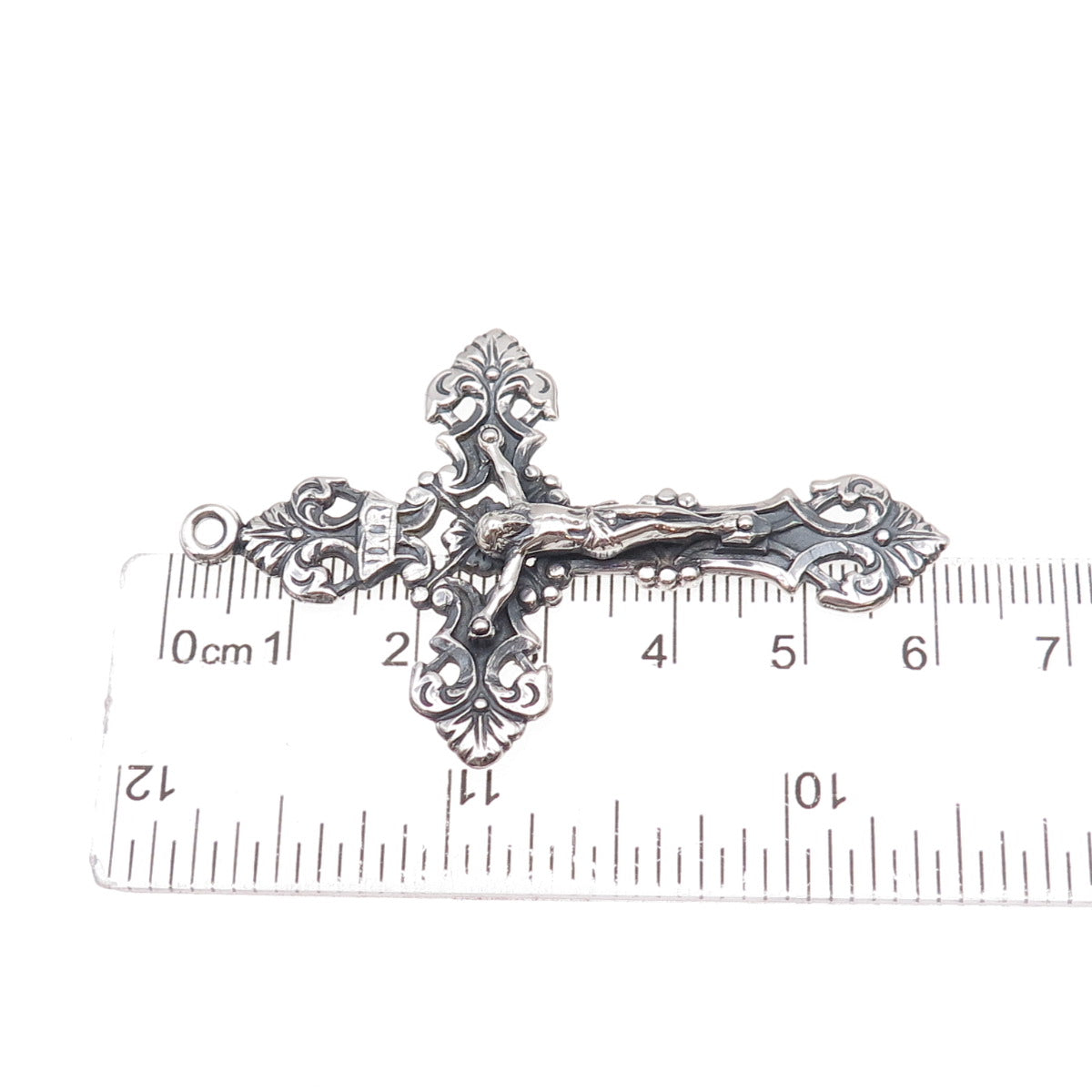 925 Sterling Silver Vintage Crucifix Cross Oxidized Pendant