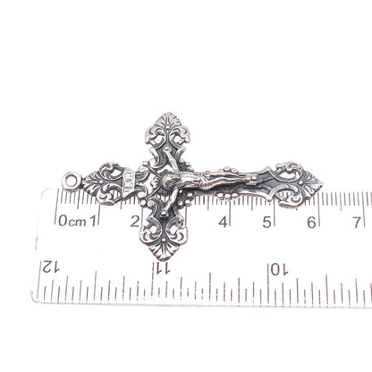 925 Sterling Silver Vintage Crucifix Cross Oxidized Pendant