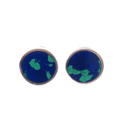 925 Sterling Silver Vintage Mexico Azurite Modernist Interchangeable Earrings