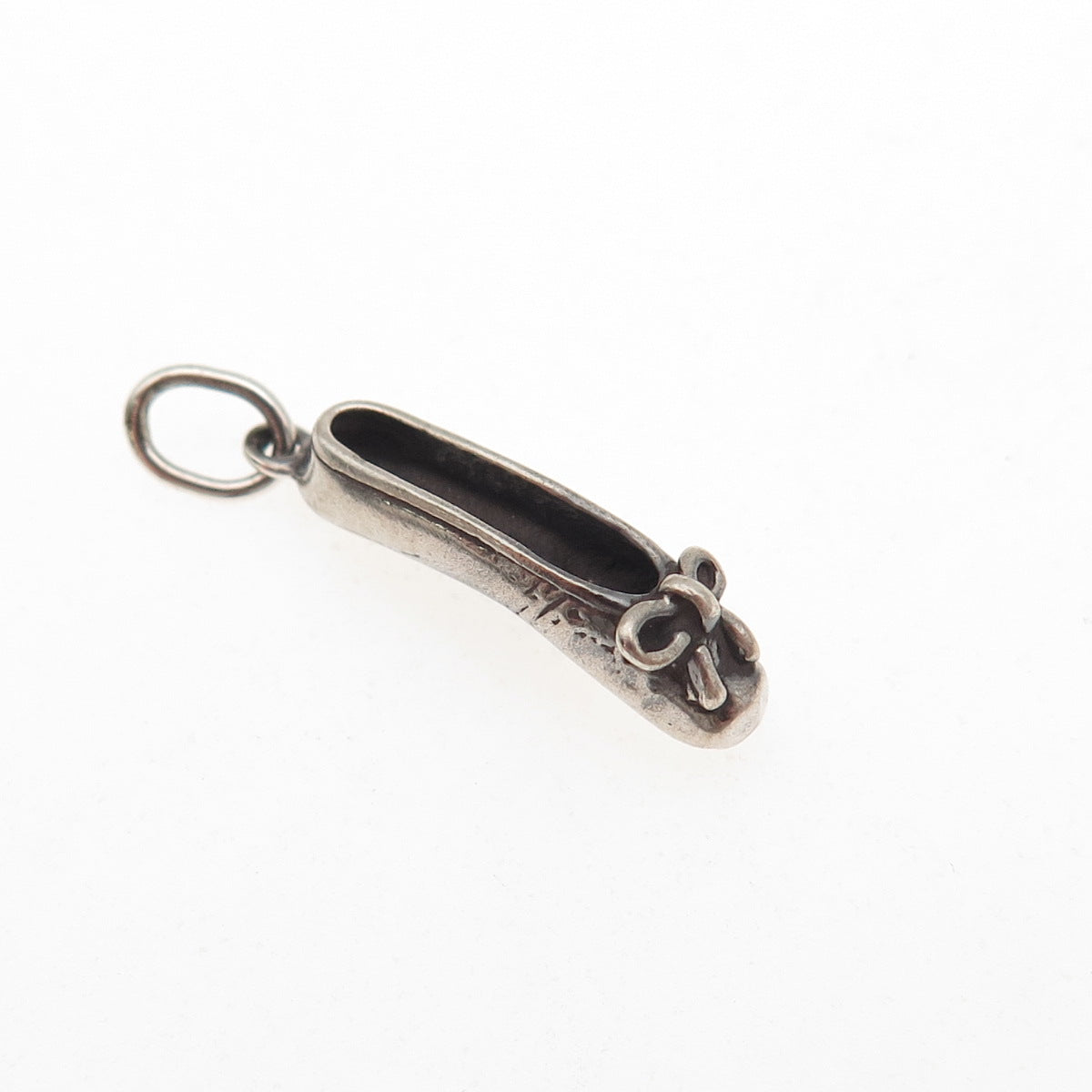 Sunwest 925 Sterling Silver Vintage Ballerina Shoe Oxidized Mini Charm Pendant