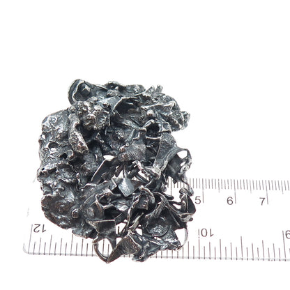 925 Sterling Silver Vintage Meteorite-Style Solid 57.7g Oxidized Slide Pendant