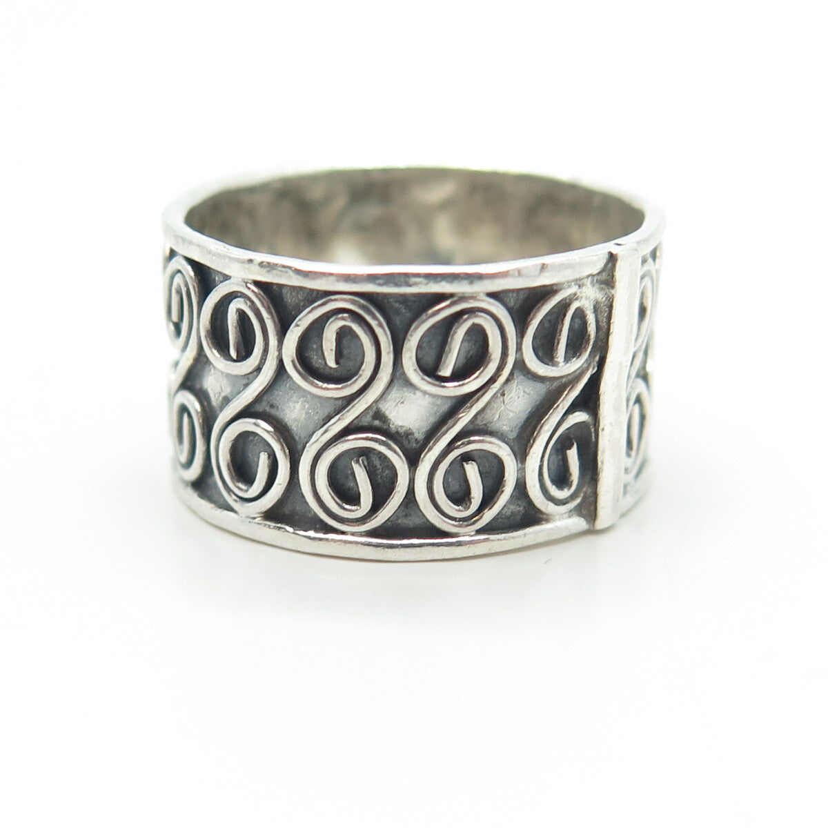 925 Sterling Silver Vintage Spiral Ann Around Band Ring Size 8.5