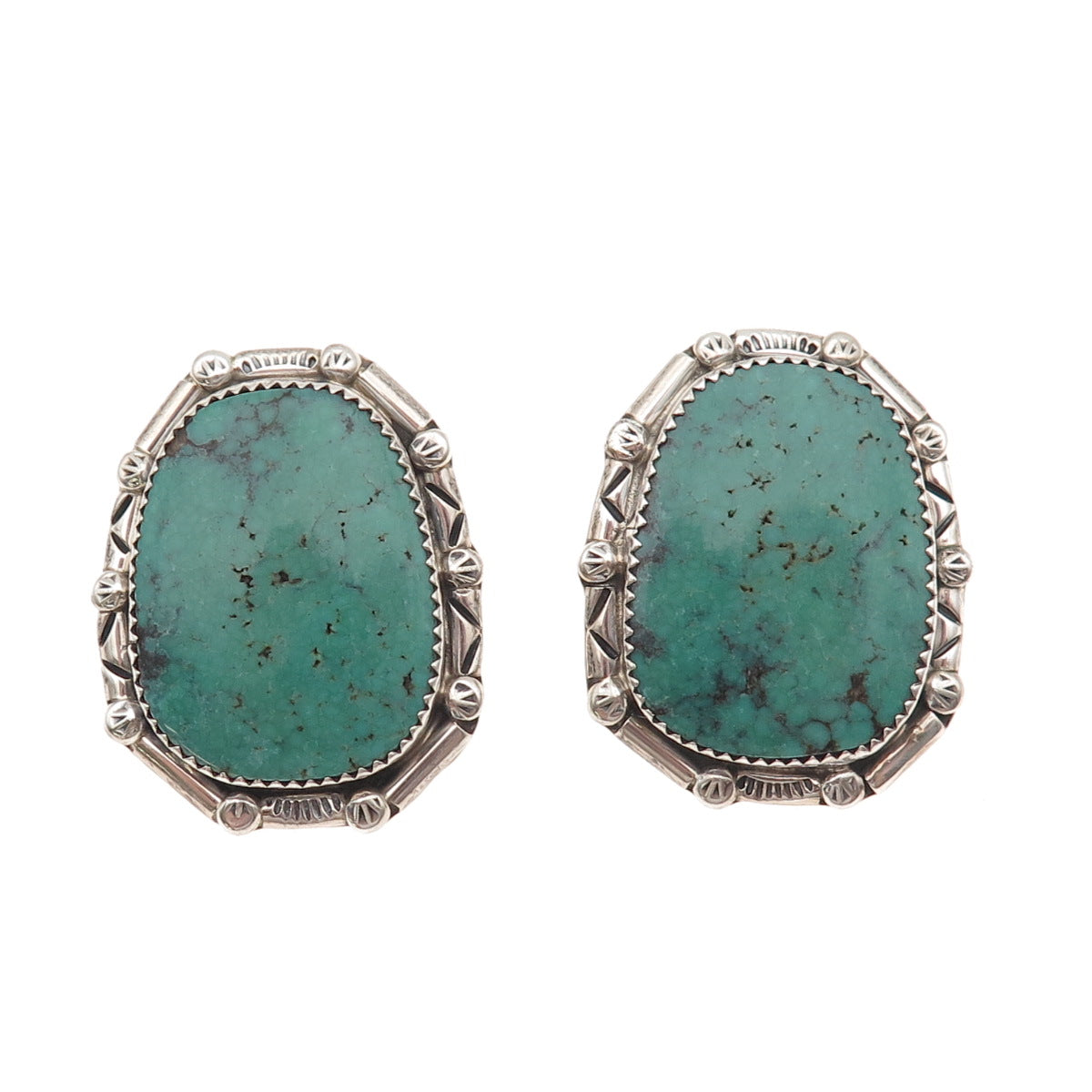 Patricia Platero Navajo Old Pawn 925 Sterling Vintage Turquoise Tribal Earrings