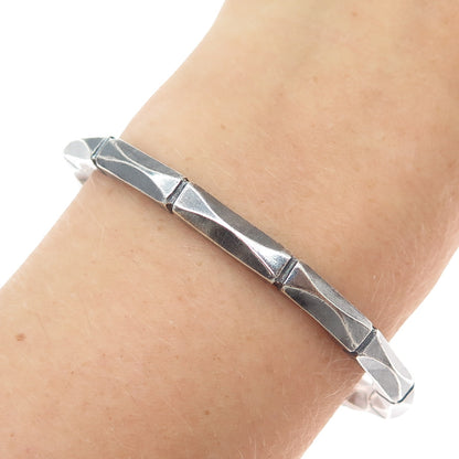 800 Silver Vintage Modernist Bamboo Oxidized Adjustable Cuff Bracelet 6.5"