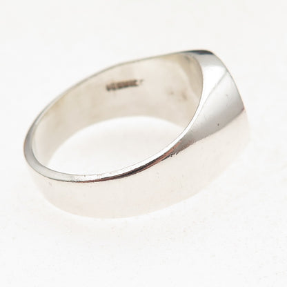 925 Sterling Vintage Mexico Real Black & White Onyx Yin Yang Ring Size 13.25