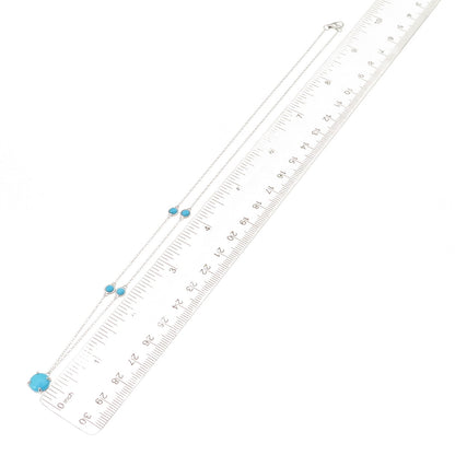 925 Sterling Silver Real Sleeping Beauty Turquoise Station Chain Necklace 18"
