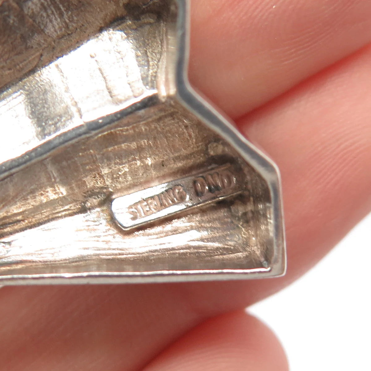 925 Sterling Silver Vintage Bow Ribbed Pin Brooch