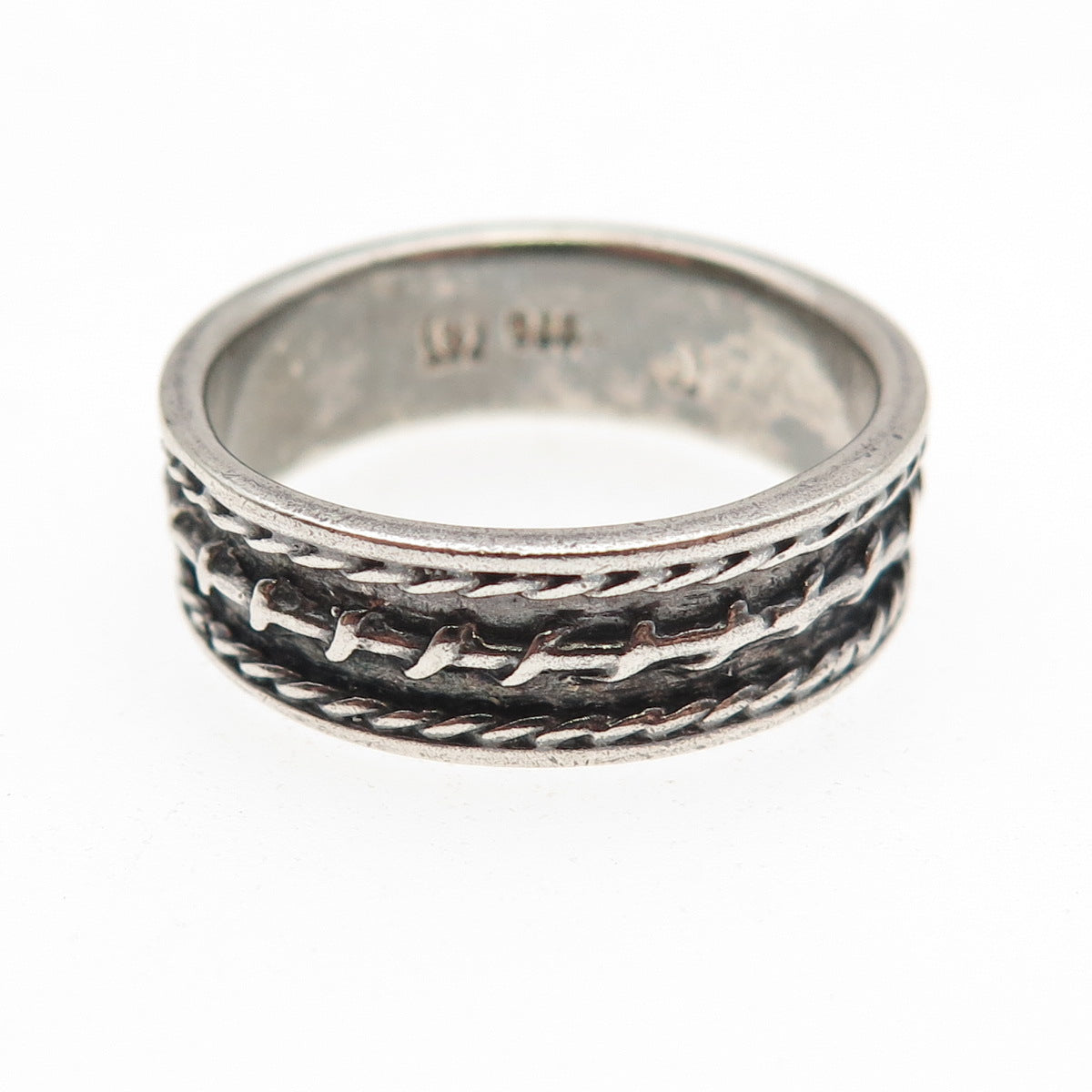 925 Sterling Silver Vintage Wire Oxidized Band Ring Size 8.5