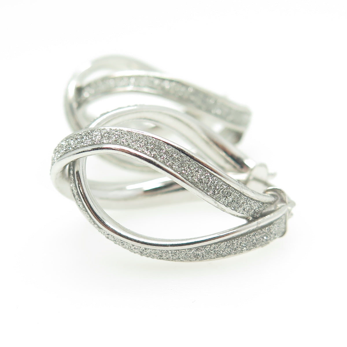 HAN 925 Sterling Silver Diamond-Imitation Interlocked Hoop Earrings