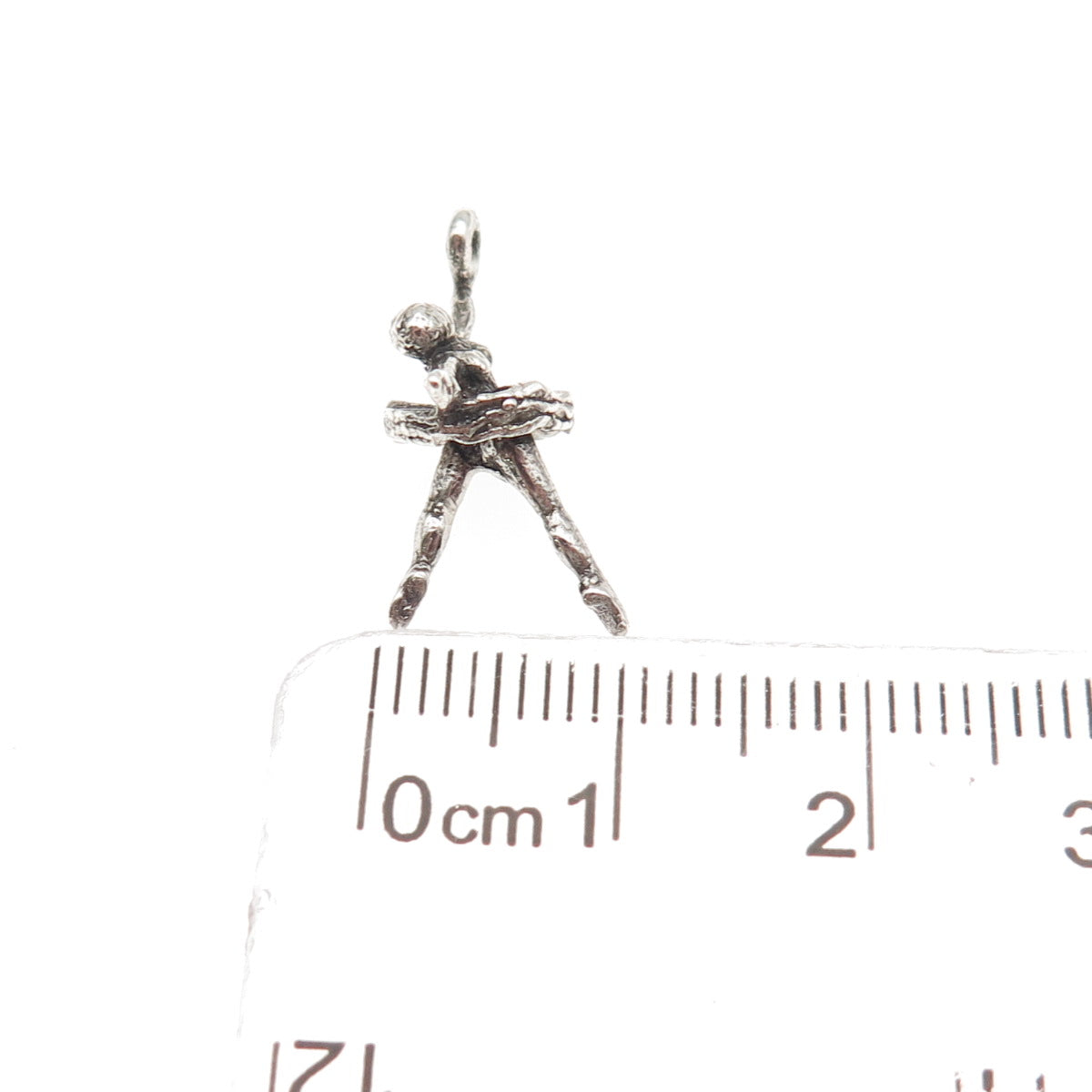 925 Sterling Silver Vintage Ballerina Oxidized 3D Mini Charm Pendant