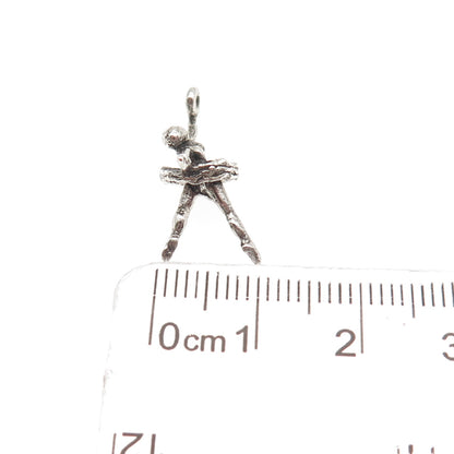 925 Sterling Silver Vintage Ballerina Oxidized 3D Mini Charm Pendant