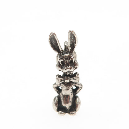 925 Sterling Silver Antique Art Deco Rabbit Movable Mini 3D Charm Pendant