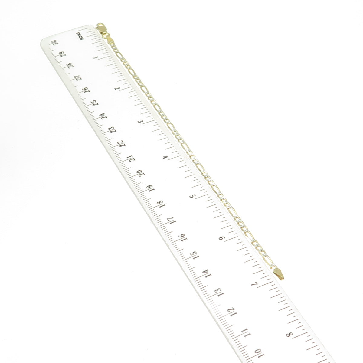 P. LUX 925 Sterling Silver Gold Plated Italy Diamond-Cut Figaro Link Bracelet 7"