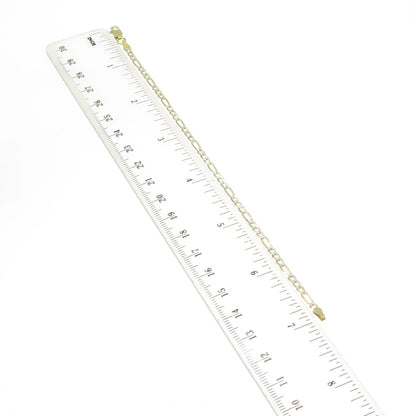 P. LUX 925 Sterling Silver Gold Plated Italy Diamond-Cut Figaro Link Bracelet 7"