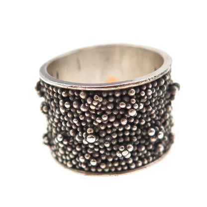 925 Sterling Silver Vintage Real Opal Granulated Oxidized Ring Size 6.5