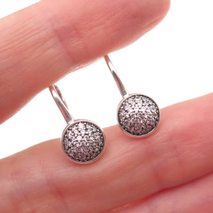Pandora 925 Sterling Silver Round-Cut C Z Disc Earrings