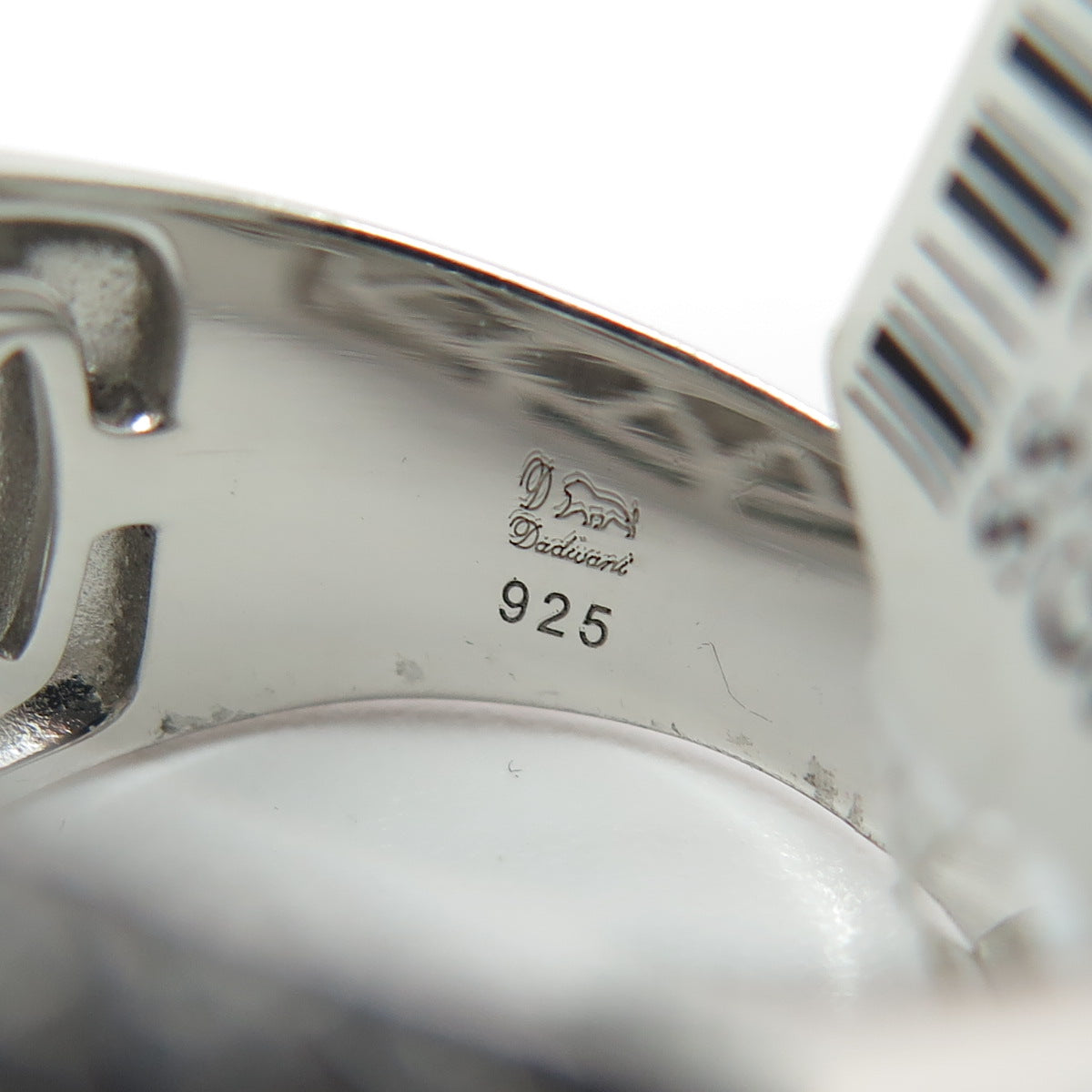 DADWANI 925 Sterling Silver 2-Tone Pave Swarovski Crystal Ring Size 11