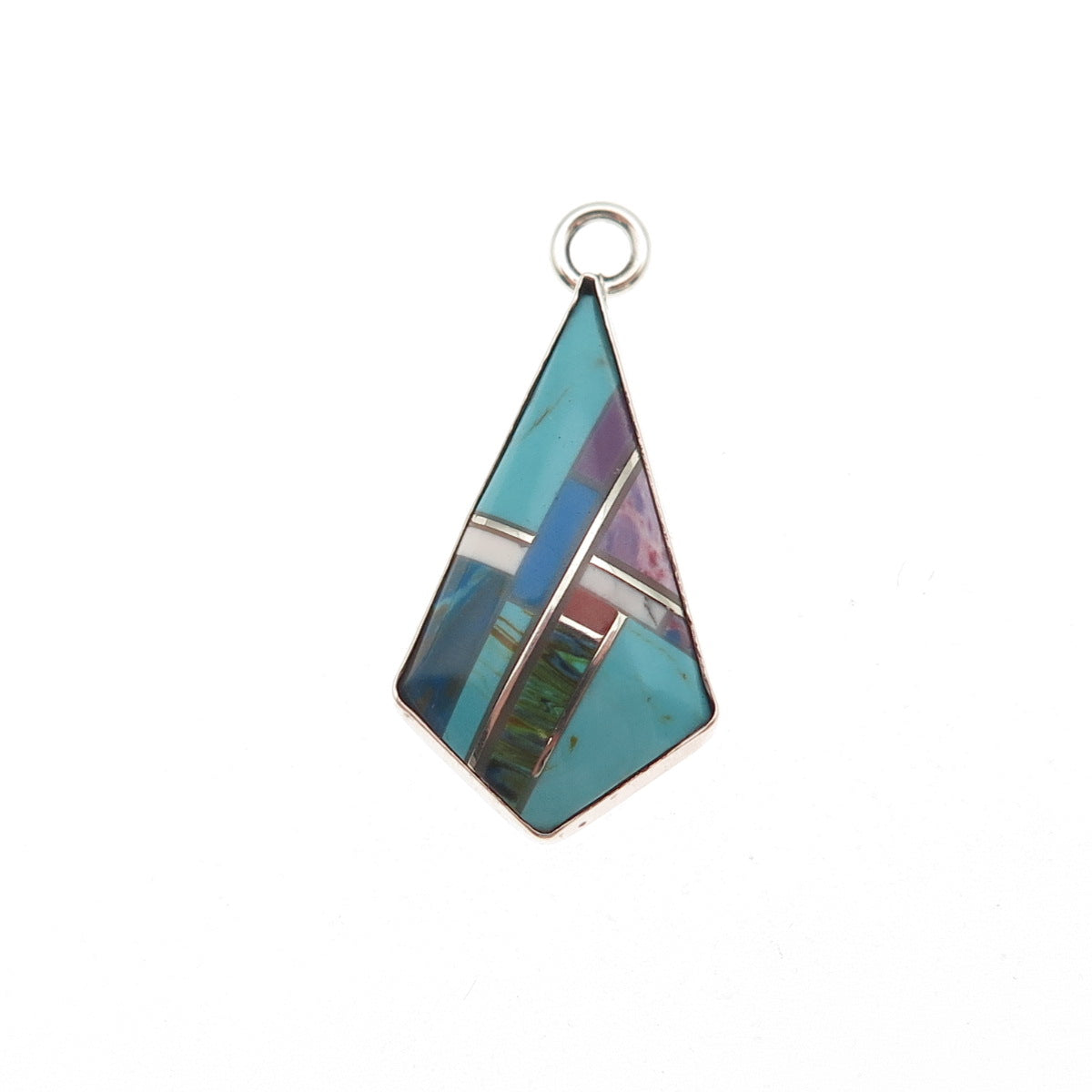 Old Pawn 925 Sterling Silver Vintage Turquoise Sugilite Azurite Charm Pendant