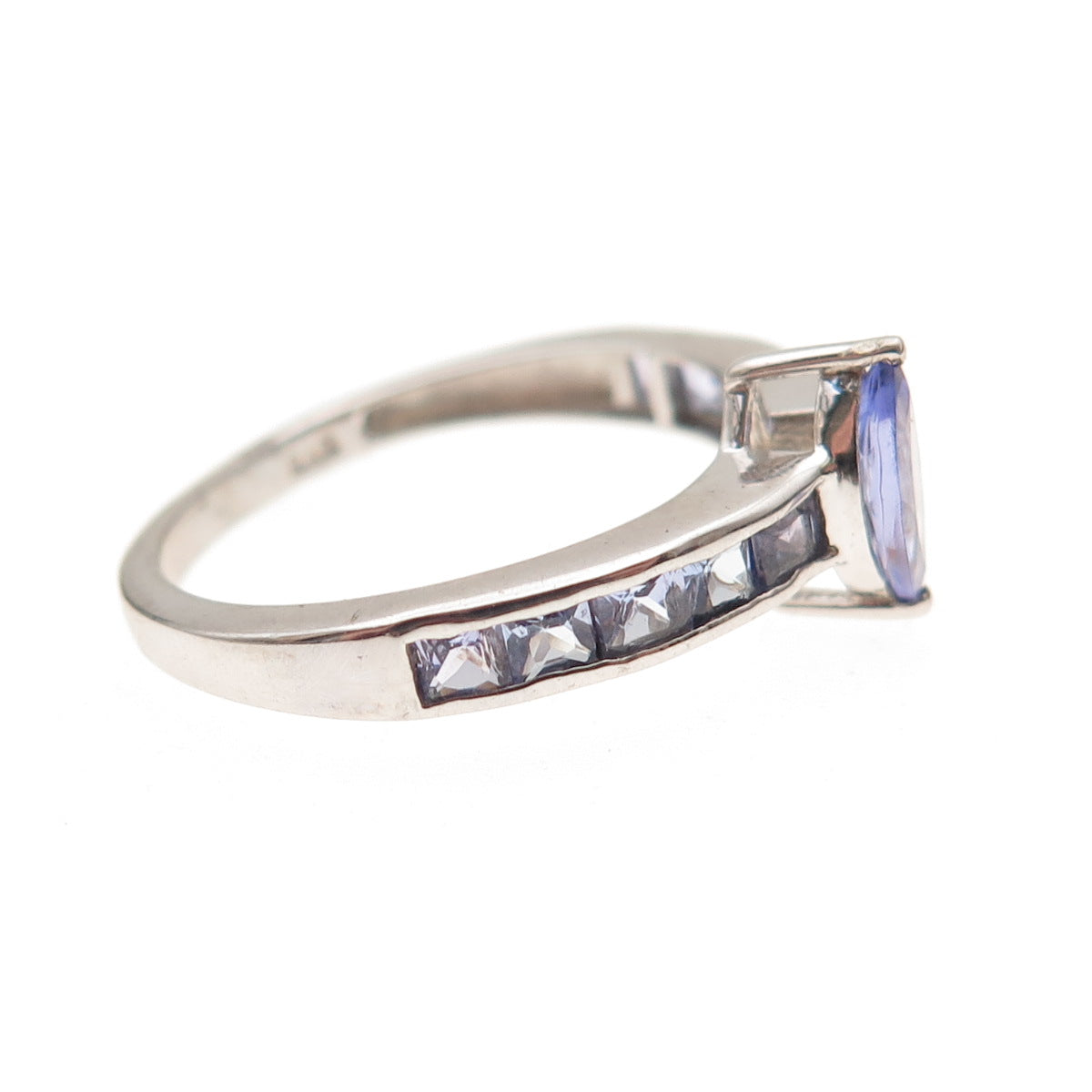 Chuck Clemency 925 Sterling Real Marquise & Princess-Cut Tanzanite Ring Size 8