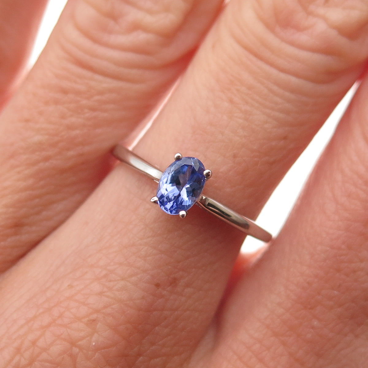 Chuck Clemency 925 Sterling Silver Real Oval-Cut Tanzanite Ring Size 7.25
