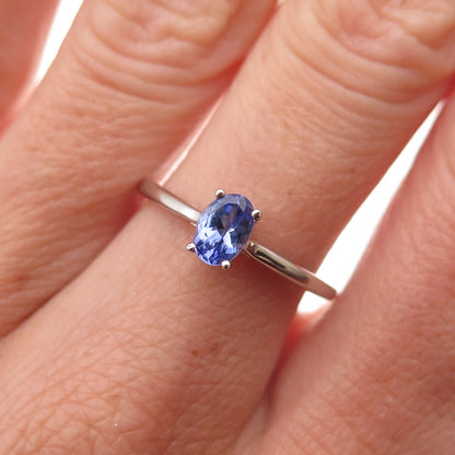 Chuck Clemency 925 Sterling Silver Real Oval-Cut Tanzanite Ring Size 7.25