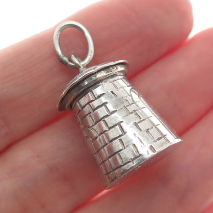 925 Sterling Silver Vintage Mexico Tower 3D Charm Pendant