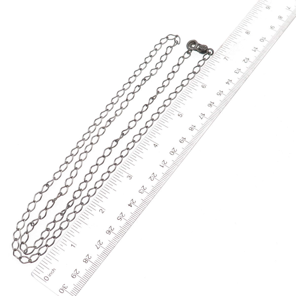 925 Sterling Silver Black Rhodium Real Diamond Curb Chain Necklace 28"