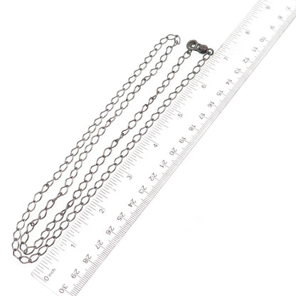 925 Sterling Silver Black Rhodium Real Diamond Curb Chain Necklace 28"