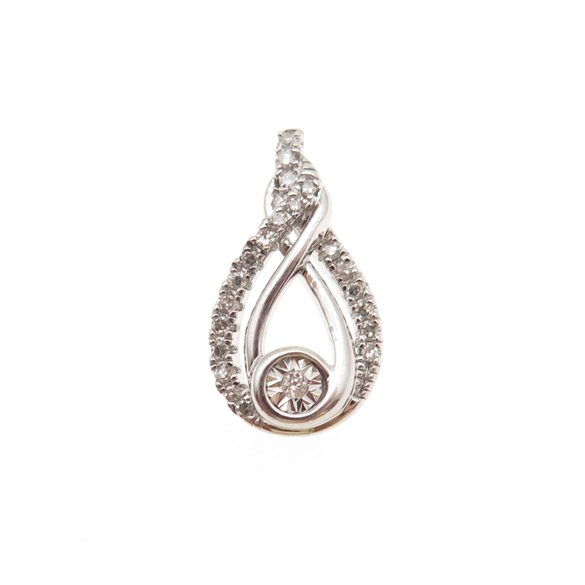 Jane Seymour 925 Sterling Silver Real Diamond Inter Woven Mini Charm Pendant