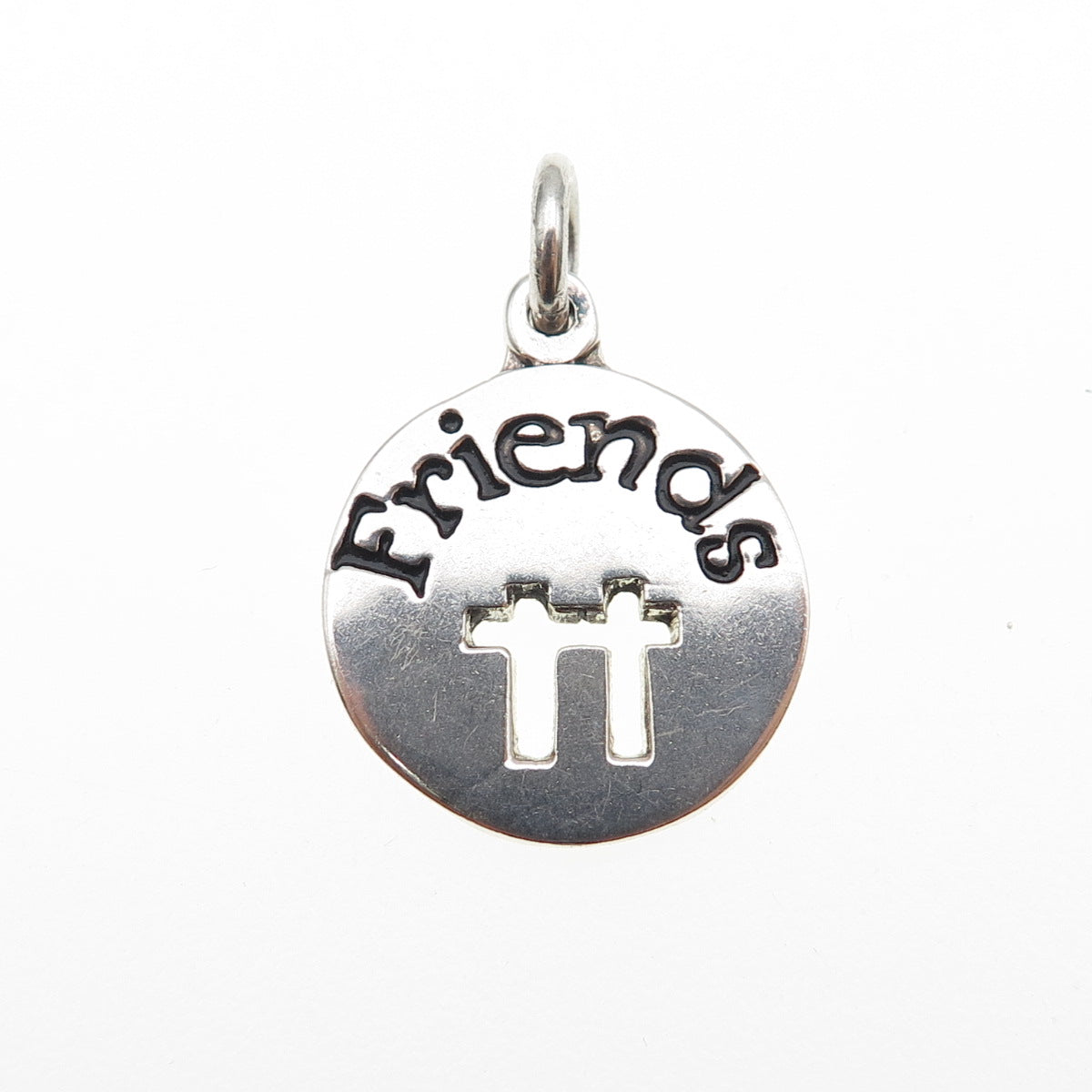 925 Sterling Silver Vintage Friends Mini Tag Charm Pendant